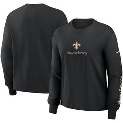 New Orleans Saints Women's Boxy Long Sleeve T-Shirt - Black - Nike