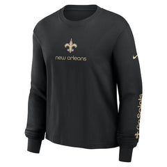New Orleans Saints Women's Boxy Long Sleeve T-Shirt - Black - Nike