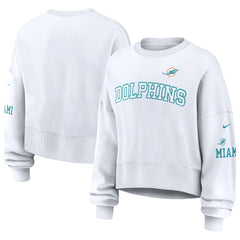 Miami Dolphins Women's Oversized Pullover Sweatshirt - White - Nike
