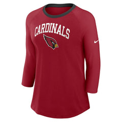 Arizona Cardinals Women's 3/4 Sleeve Raglan Fashion Top - Cardinal - Nike