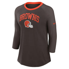 Cleveland Browns Women's 3/4 Sleeve Raglan Fashion Top - Brown - Nike