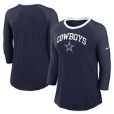 Dallas Cowboys Women's 3/4 Sleeve Raglan Fashion Top - Navy - Nike