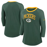 Green Bay Packers Women's 3/4 Sleeve Raglan Fashion Top - Green - Nike
