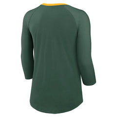Green Bay Packers Women's 3/4 Sleeve Raglan Fashion Top - Green - Nike