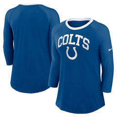 Indianapolis Colts Women's 3/4 Sleeve Raglan Fashion Top - Royal - Nike