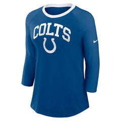 Indianapolis Colts Women's 3/4 Sleeve Raglan Fashion Top - Royal - Nike