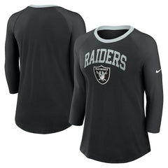 Las Vegas Raiders Women's 3/4 Sleeve Raglan Fashion Top - Black - Nike