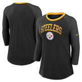 Pittsburgh Steelers Women's 3/4 Sleeve Raglan Fashion Top - Black - Nike