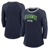 Seattle Seahawks Women's 3/4 Sleeve Raglan Fashion Top - Navy - Nike