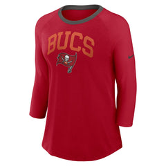 Tampa Bay Buccaneers Women's 3/4 Sleeve Raglan Fashion Top - Red - Nike