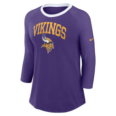 Minnesota Vikings Women's 3/4 Sleeve Raglan Fashion Top - Purple - Nike