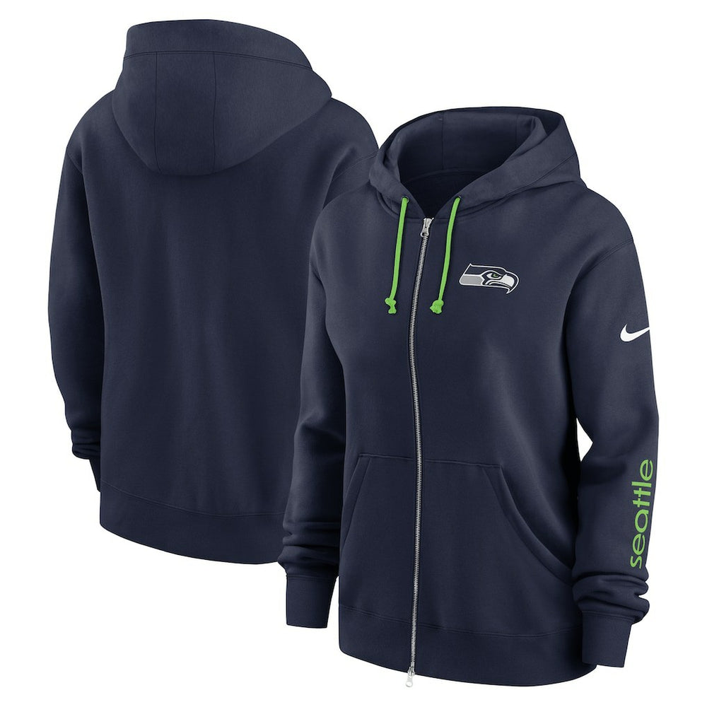 Seattle Seahawks Women's Plus Size Phoenix Full-Zip Hoodie - College Navy - Nike