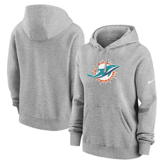 Miami Dolphins Women's Club Fleece Hoodie - Heather Gray - Nike
