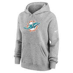 Miami Dolphins Women's Club Fleece Hoodie - Heather Gray - Nike