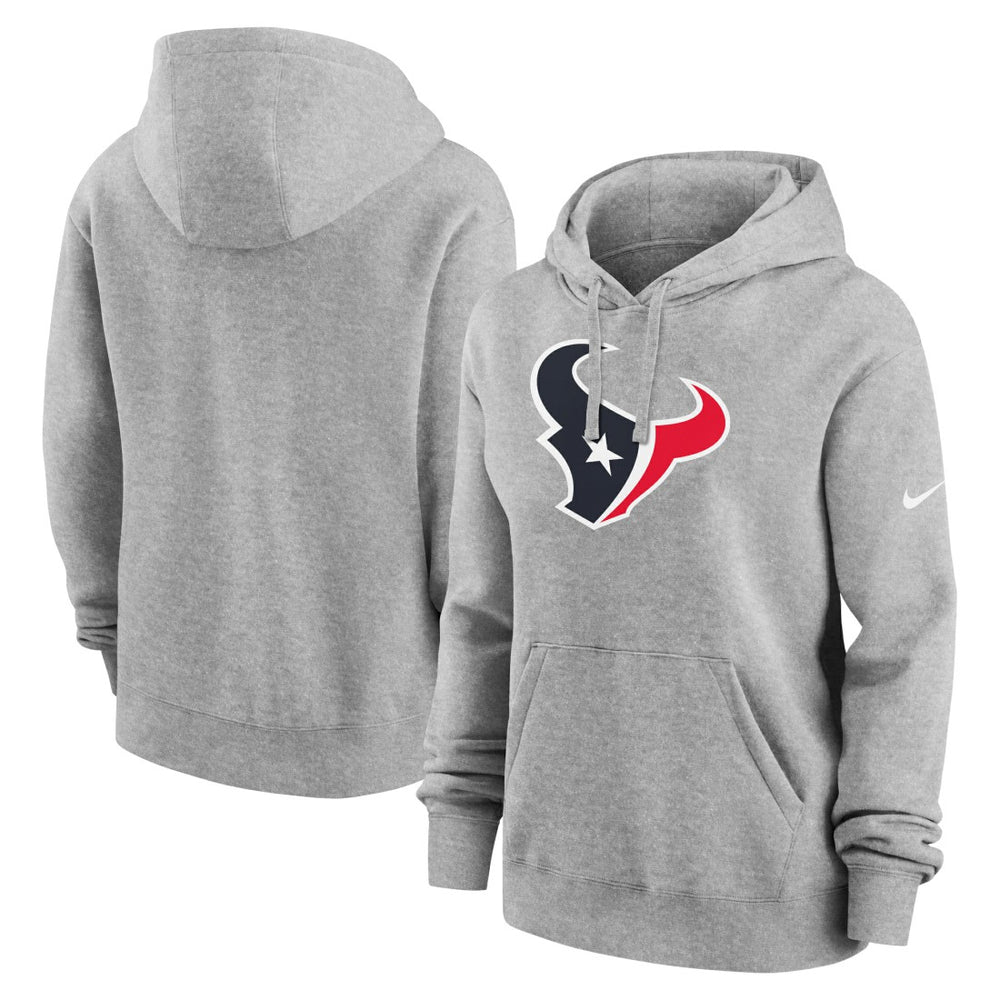 Houston Texans Women's Club Fleece Hoodie - Heather Gray - Nike