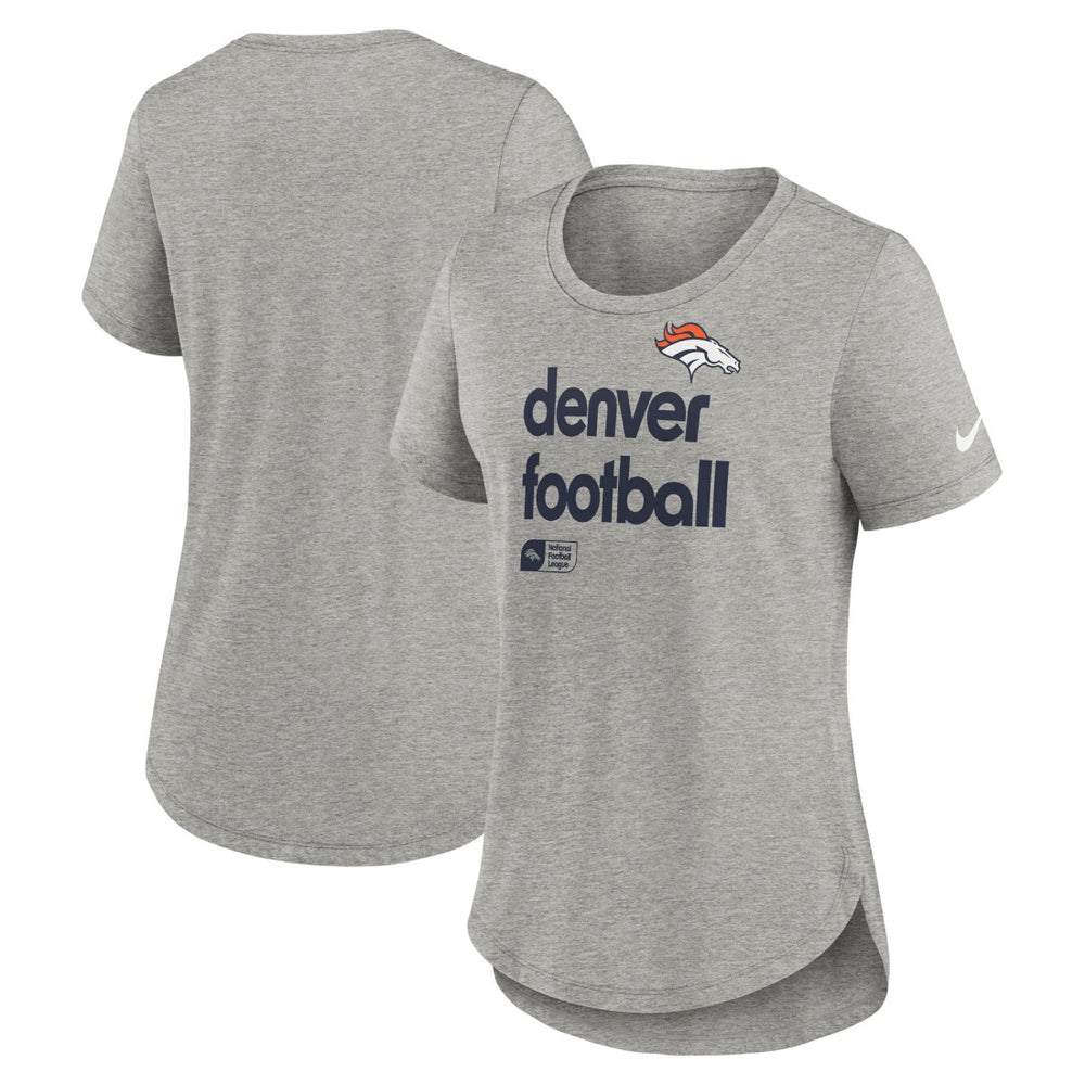 Denver Broncos Women's Team Shout-Out Tri-Blend T-Shirt - Heather Gray - Nike