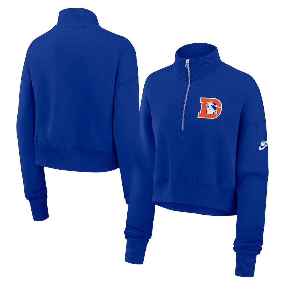 Denver Broncos Women's Rewind Phoenix Half-Zip Sweatshirt - Royal - Nike