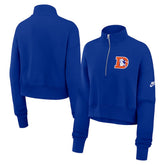 Denver Broncos Women's Rewind Phoenix Half-Zip Sweatshirt - Royal - Nike