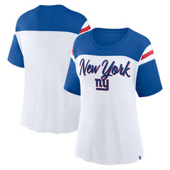 New York Giants Women's Cheer Chant Fashion Crop Top - White/Royal - Fanatics