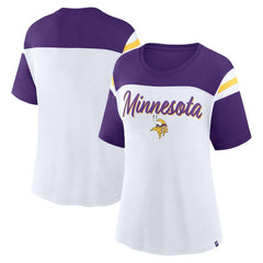 Minnesota Vikings Women's Cheer Chant Fashion Crop Top - White/Purple - Fanatics
