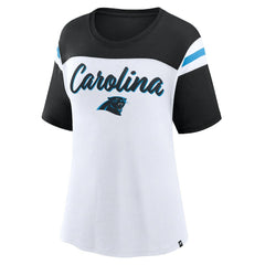 Carolina Panthers Women's Cheer Chant Fashion Crop Top - White/Black - Fanatics