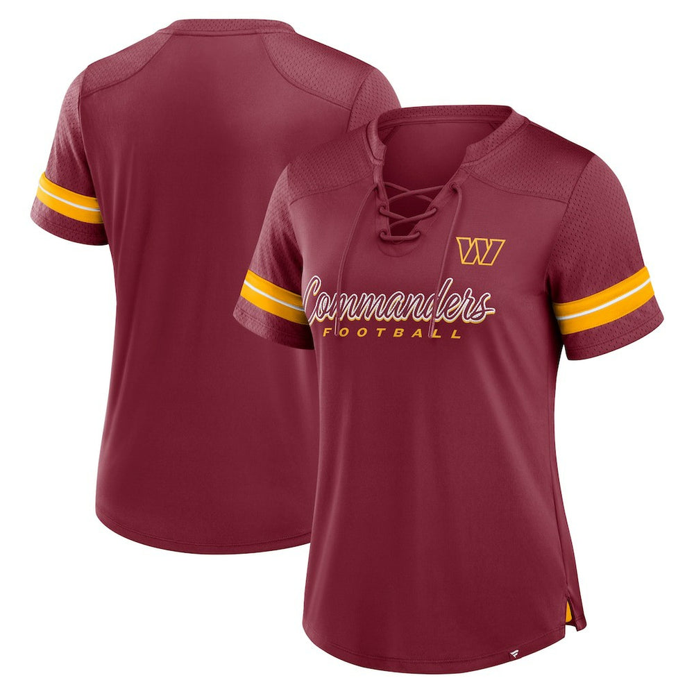 Washington Commanders Women's Play Script Lace-Up T-Shirt - Burgundy - Fanatics