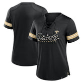 New Orleans Saints Women's Play Script Lace-Up T-Shirt - Black - Fanatics
