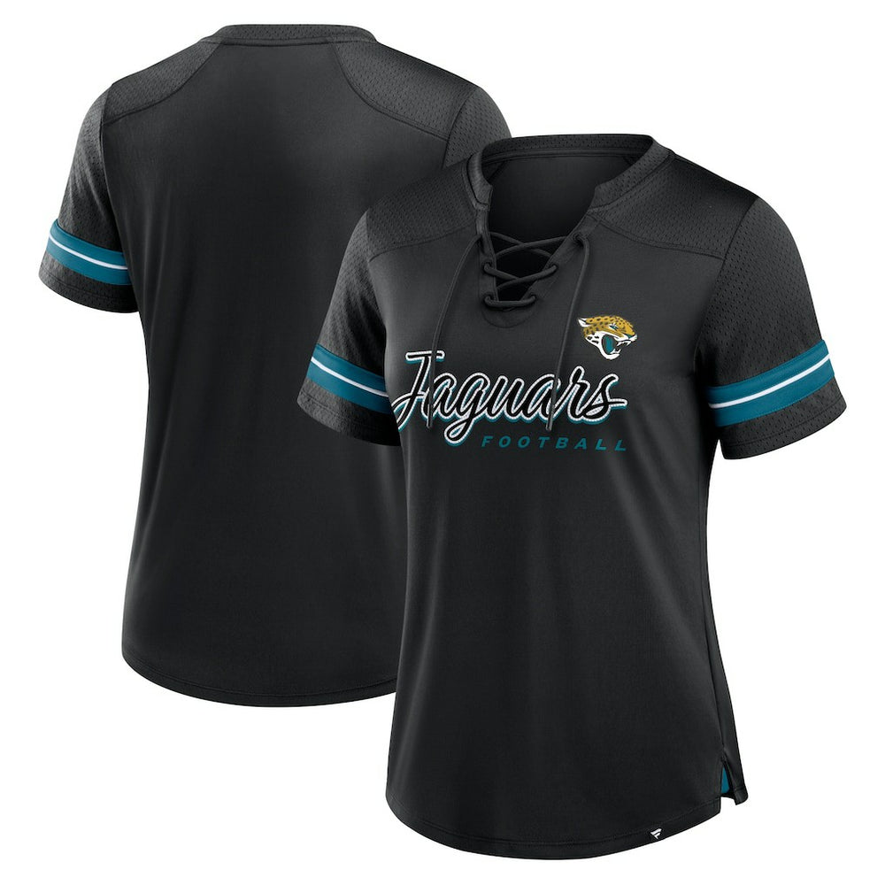 Jacksonville Jaguars Women's Play Script Lace-Up T-Shirt - Black - Fanatics