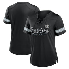 Las Vegas Raiders Women's Play Script Lace-Up T-Shirt - Black - Fanatics