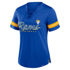 Los Angeles Rams Women's Play Script Lace-Up T-Shirt - Royal - Fanatics