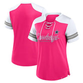 Dallas Cowboys Women's Play Script Lace-Up T-Shirt - Pink - Fanatics