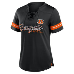 Cincinnati Bengals Women's Play Script Lace-Up T-Shirt - Black - Fanatics