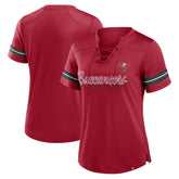 Tampa Bay Buccaneers Women's Play Script Lace-Up T-Shirt - Red - Fanatics