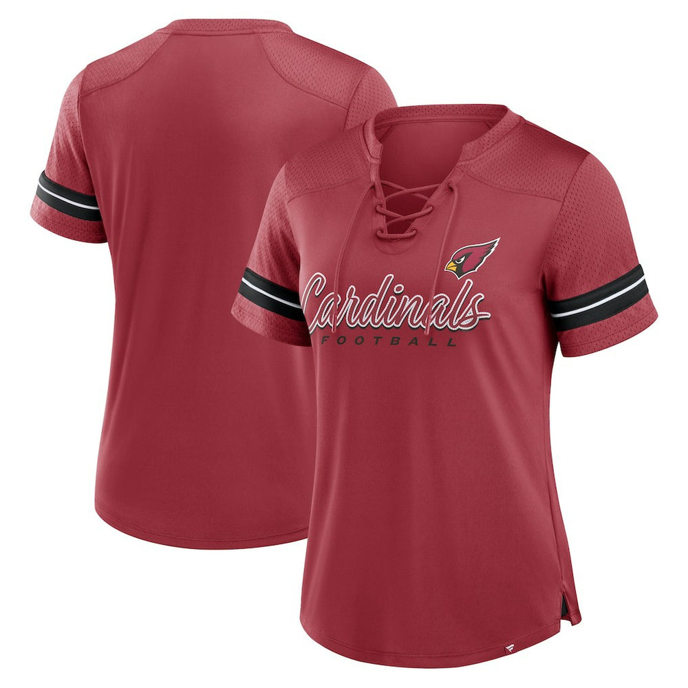 Arizona Cardinals Women's Play Script Lace-Up T-Shirt - Cardinal - Fanatics