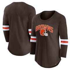 Cleveland Browns Women's First Team Arch Logo 3/4 Sleeve T-Shirt - Brown - Fanatics