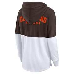 Cleveland Browns Women's Backup Option Long Sleeve Hoodie T-Shirt - Brown/White - Fanatics