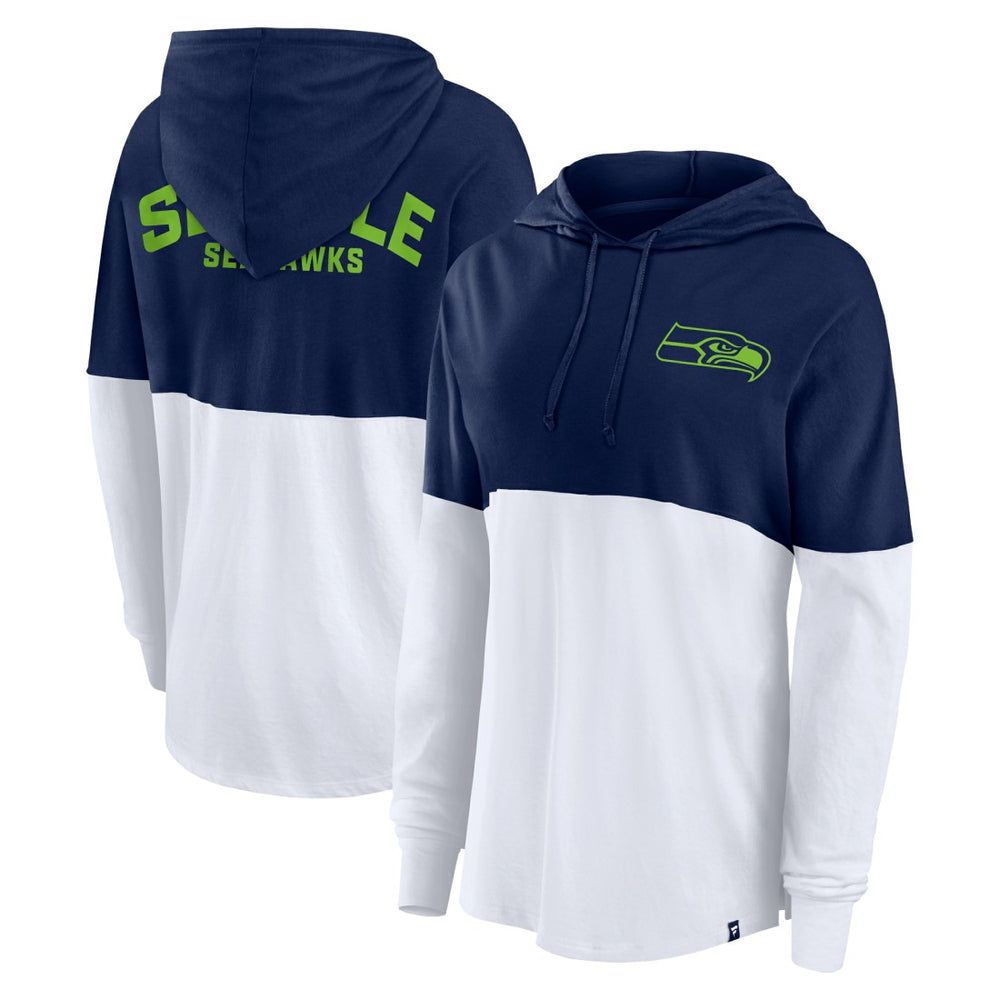 Seattle Seahawks Women's Backup Option Long Sleeve Hoodie T-Shirt - College Navy/White - Fanatics