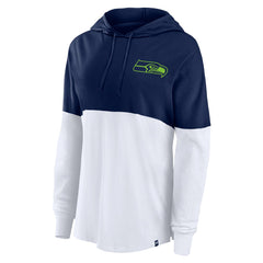 Seattle Seahawks Women's Backup Option Long Sleeve Hoodie T-Shirt - College Navy/White - Fanatics