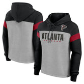 Atlanta Falcons Women's Bold Play Call Pullover Hoodie - Heather Gray/Black - Fanatics