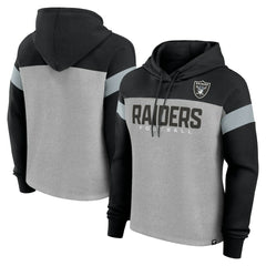 Las Vegas Raiders Women's Bold Play Call Pullover Hoodie - Heather Gray/Black - Fanatics