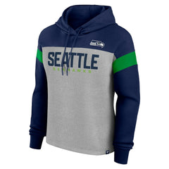 Seattle Seahawks Women's Bold Play Call Pullover Hoodie - Heather Gray/College Navy - Fanatics
