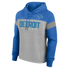 Detroit Lions Women's Bold Play Call Pullover Hoodie - Heather Gray/Blue - Fanatics