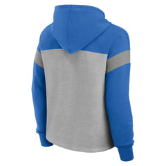 Detroit Lions Women's Bold Play Call Pullover Hoodie - Heather Gray/Blue - Fanatics