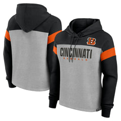 Cincinnati Bengals Women's Bold Play Call Pullover Hoodie - Heather Gray/Black - Fanatics