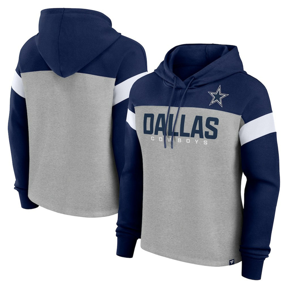 Dallas Cowboys Women's Bold Play Call Pullover Hoodie - Heather Gray/Navy - Fanatics