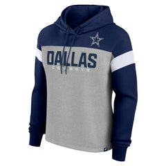 Dallas Cowboys Women's Bold Play Call Pullover Hoodie - Heather Gray/Navy - Fanatics