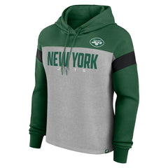 New York Jets Women's Bold Play Call Pullover Hoodie - Heather Gray/Green - Fanatics