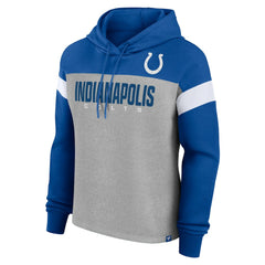 Indianapolis Colts Women's Bold Play Call Pullover Hoodie - Heather Gray/Royal - Fanatics
