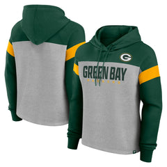 Green Bay Packers Women's Bold Play Call Pullover Hoodie - Heather Gray/Green - Fanatics