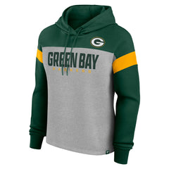 Green Bay Packers Women's Bold Play Call Pullover Hoodie - Heather Gray/Green - Fanatics